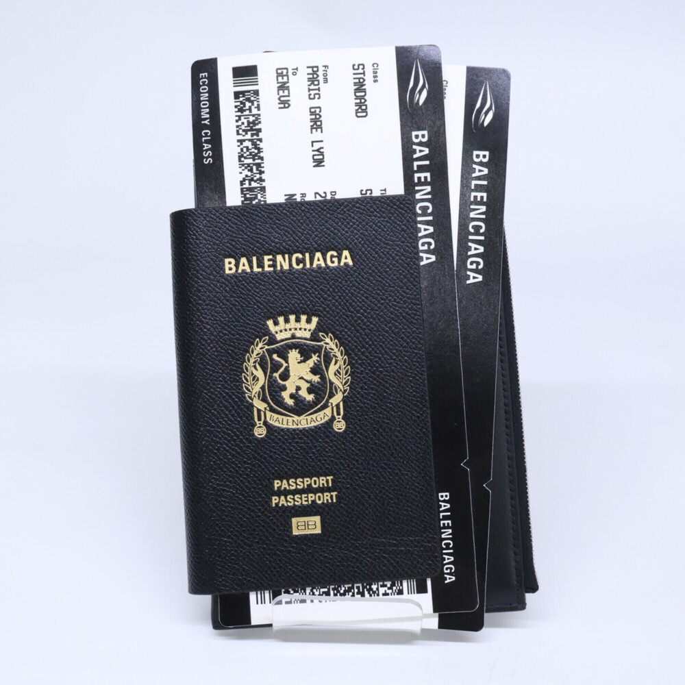 BALENCIAGA 787733 Passport Phone Holder Shoulder Pouch Bag, Black with Silver...
